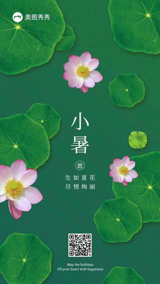 清新简约实景风小暑节气祝福宣传海报