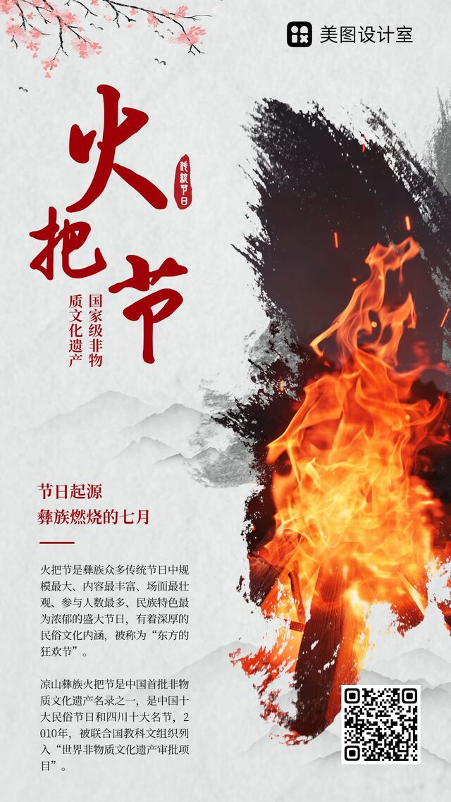 实景中国风0810火把节祝福日签手机海报