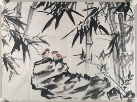 著名画家、曾任清华大学美院《装饰》杂志常务副主编、图书馆副馆长 郭-华 国画《竹子》一幅（纸本软片，约3.5平尺）HXTX416697