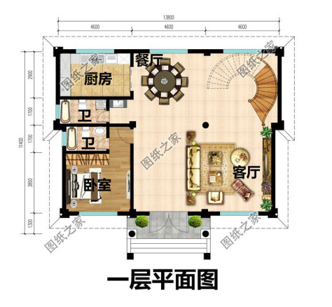 四层巴洛克别墅设计图一层平面图