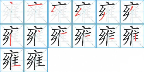 雍的笔顺分步演示图