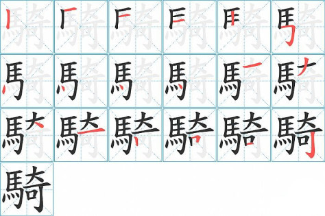 騎的笔顺分步演示图