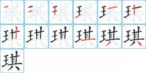 琪的笔顺分步演示图