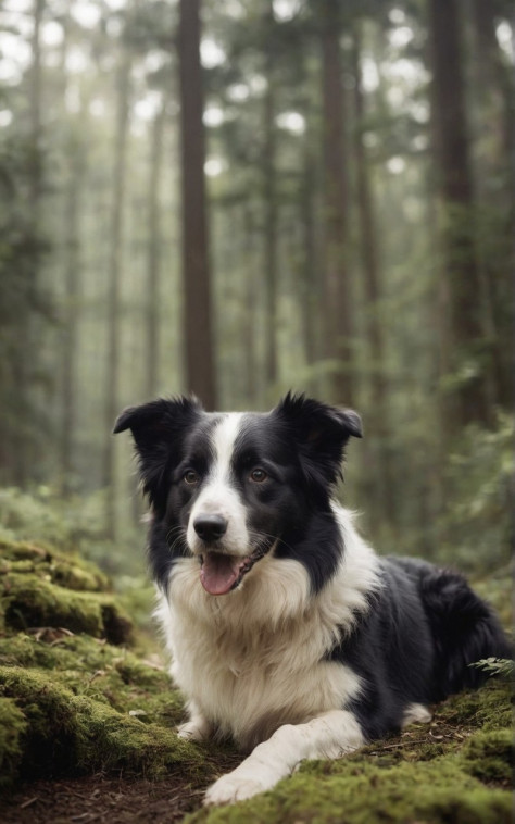 森林中的边境牧羊犬图标壁纸