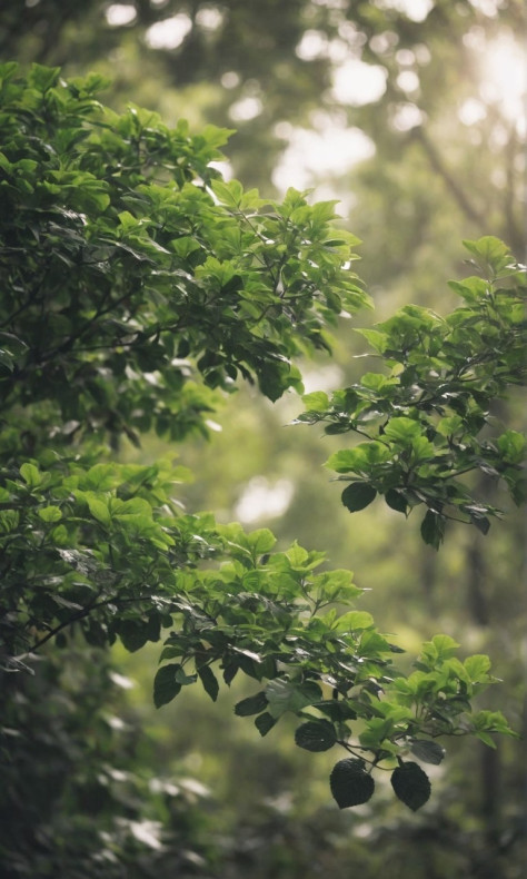 绿色灌木与树枝交织清新植物壁纸2