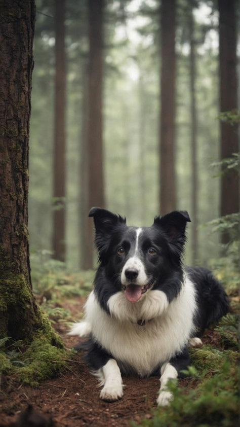 森林中的边境牧羊犬图标壁纸2