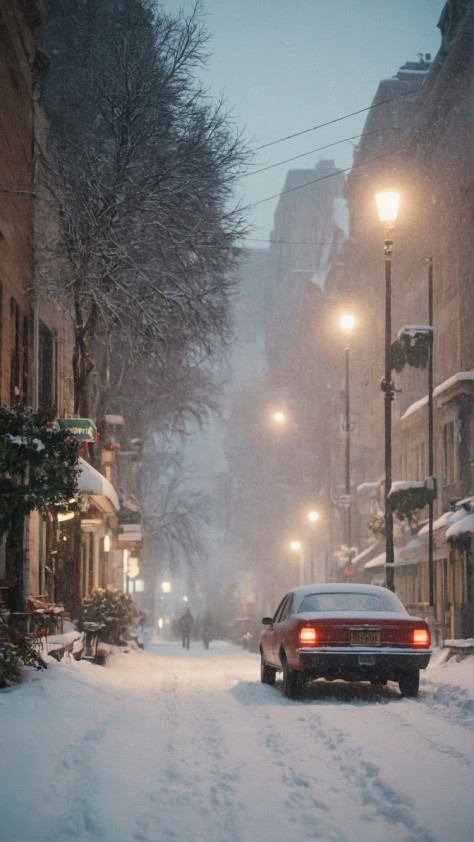 冬季大雪的浪漫风景：下雪自然手机壁纸大自然