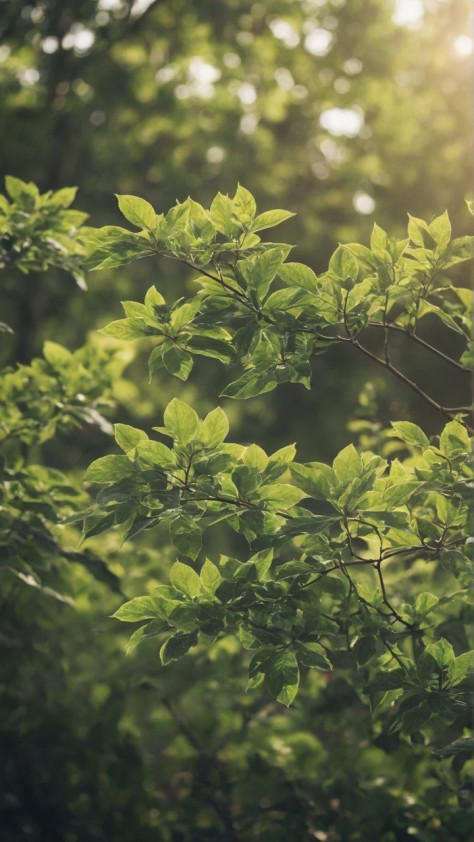 绿色灌木与树枝交织清新植物壁纸