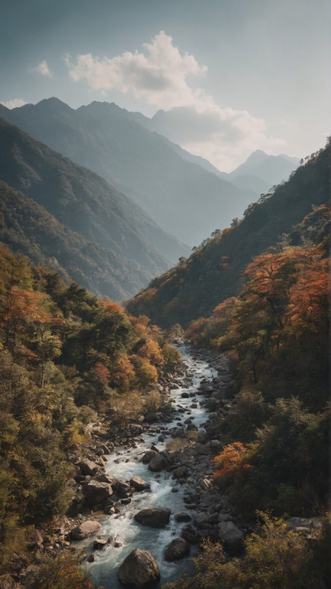 黄澄澄的秋山图片壁纸