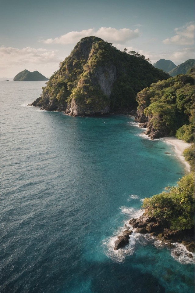 海洋中的小岛风景图片壁纸