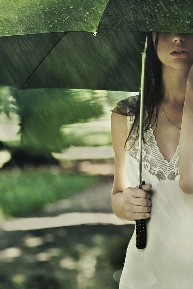 下雨天雨中美女图片壁纸1