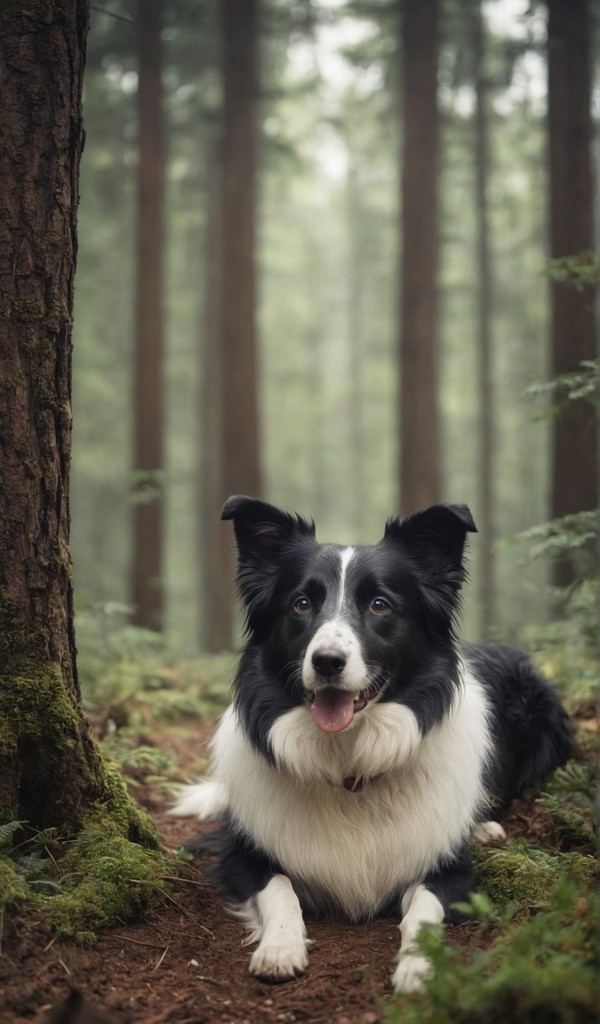 森林中的边境牧羊犬图标壁纸2