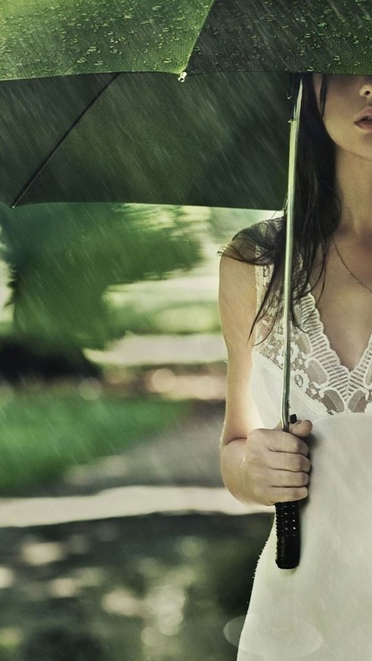 下雨天雨中美女图片壁纸1