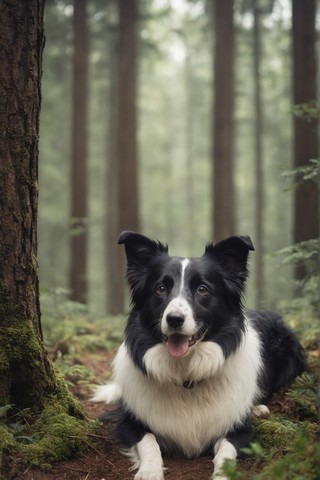 森林中的边境牧羊犬图标壁纸2