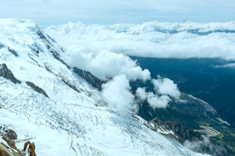 风景勃朗峰山丘夏季景观（从法国米地山看风景）山法国山谷