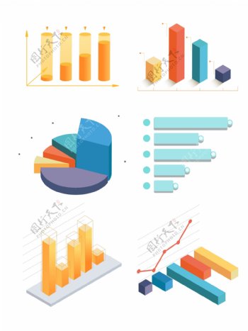 立体柱状图数据分析统计报告PPT设计素材