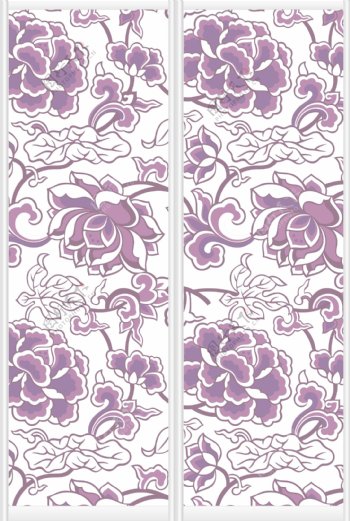 紫色牡丹花纹矢量图库下载