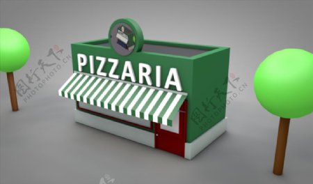 C4D模型披萨店快餐店图片