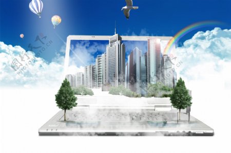 电子商务科技笔记本环境保护大雾迷城