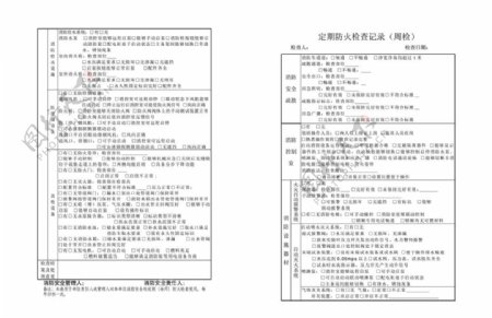 定期防火检查记录表图片