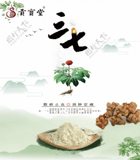 三七海报药材三七粉