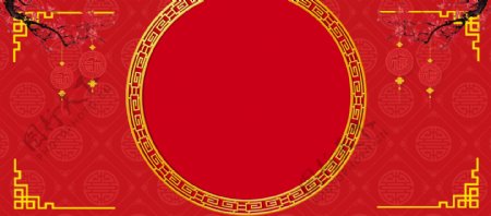 喜庆红色中国风春节banner背景