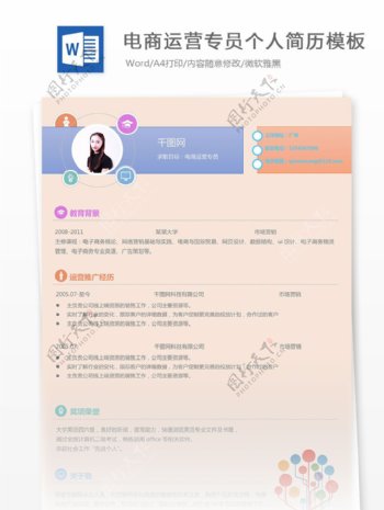 电商运营专员个人简历模板