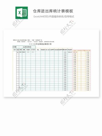仓库进出库统计表模板