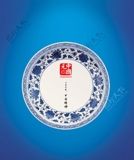 中国元素青花瓷盘子