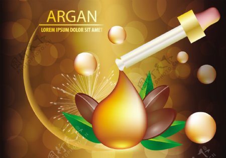 Argan油血清和背景概念护肤化妆品