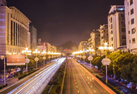 城市夜景车流延迟摄影