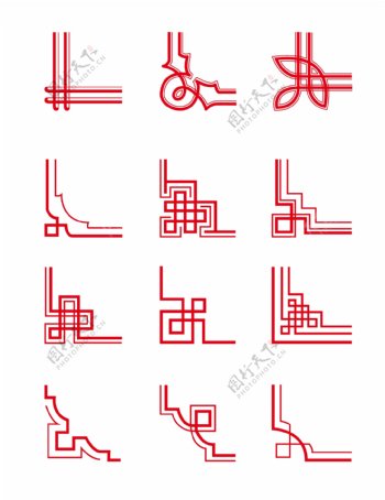 中国红喜庆新年古典回形纹边框