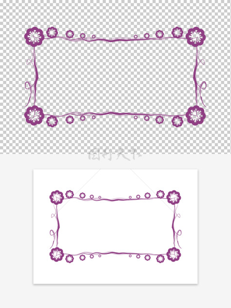 紫色花朵花纹不规则线条文字框边框