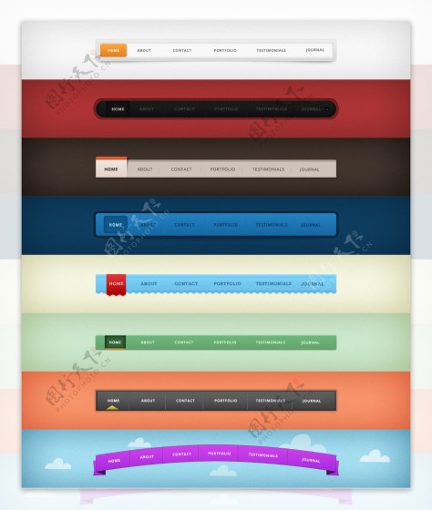 网页UI八款导航栏PSD素材