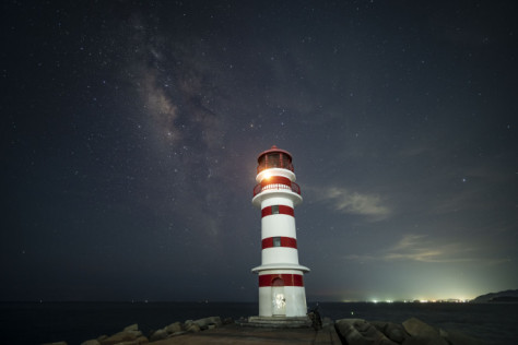 6K海南万宁灯塔流云星空延时