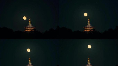 【6K】杭州西湖雷峰塔月亮升起延时