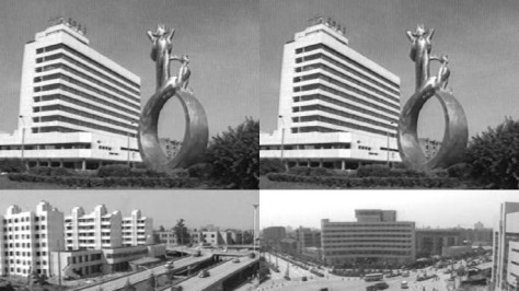 80年代成都街道俯拍建筑黑白