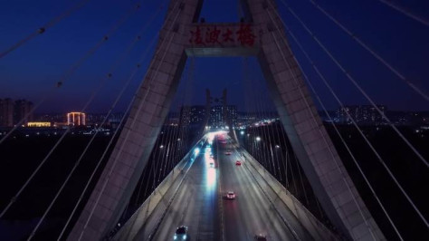 城市桥梁 大桥 夕阳 夜景 波光粼粼