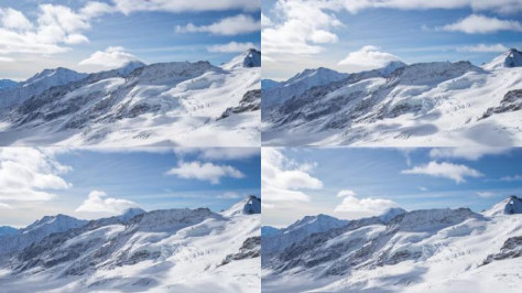 瑞士少女峰雪山的时间流逝。