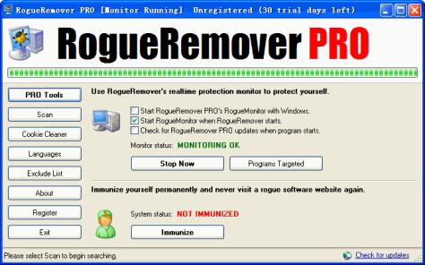 RogueRemover PRO查杀间谍软件及硬盘清理垃圾 V1.20绿色版