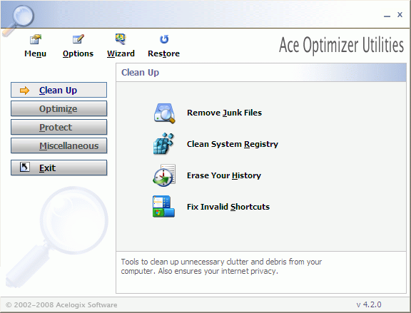 Acelogix Ace Optimizer Utilities 清理系统垃圾工具 4.2.0绿色版