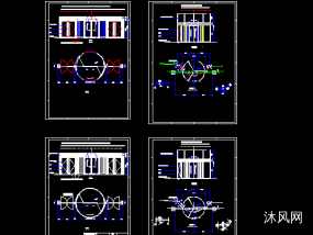 旋转门平面图立面图