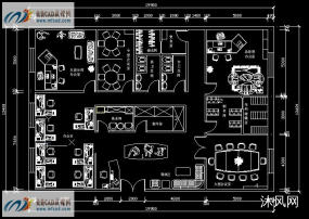 实用含办公家具的CAD平面图