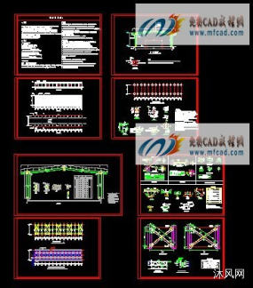 全套轻钢结构存车棚CAD图纸（铁路）