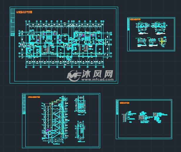 云南某小区平面图及分图的图纸预览图