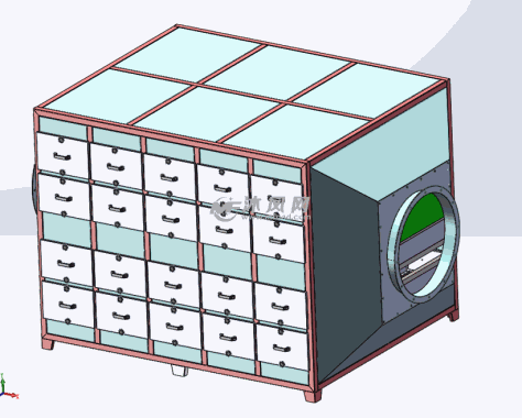 双侧式抽屉活性炭吸附设备三维图的图纸预览图