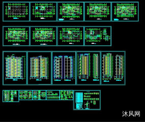 十三层一梯三户住宅楼建筑施工图图纸合集的封面图