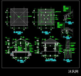 方形木制凉亭设计施工图3.3x3.3m图纸合集的封面图