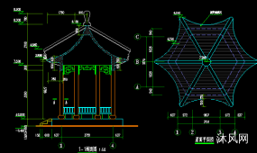 六角仿古亭建筑结构设计图图纸合集的封面图