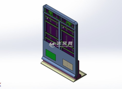 双屏广告机等轴侧图的图纸预览图